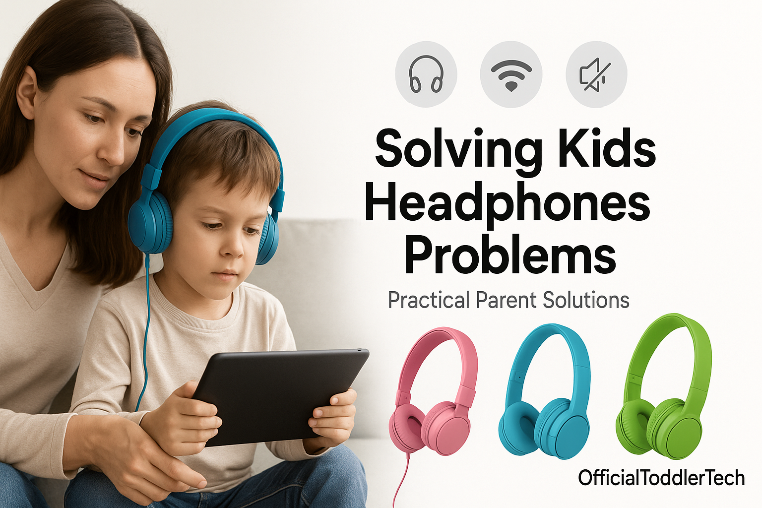 Parents solving kids headphone problems with wired, wireless, and volume-limited headphones