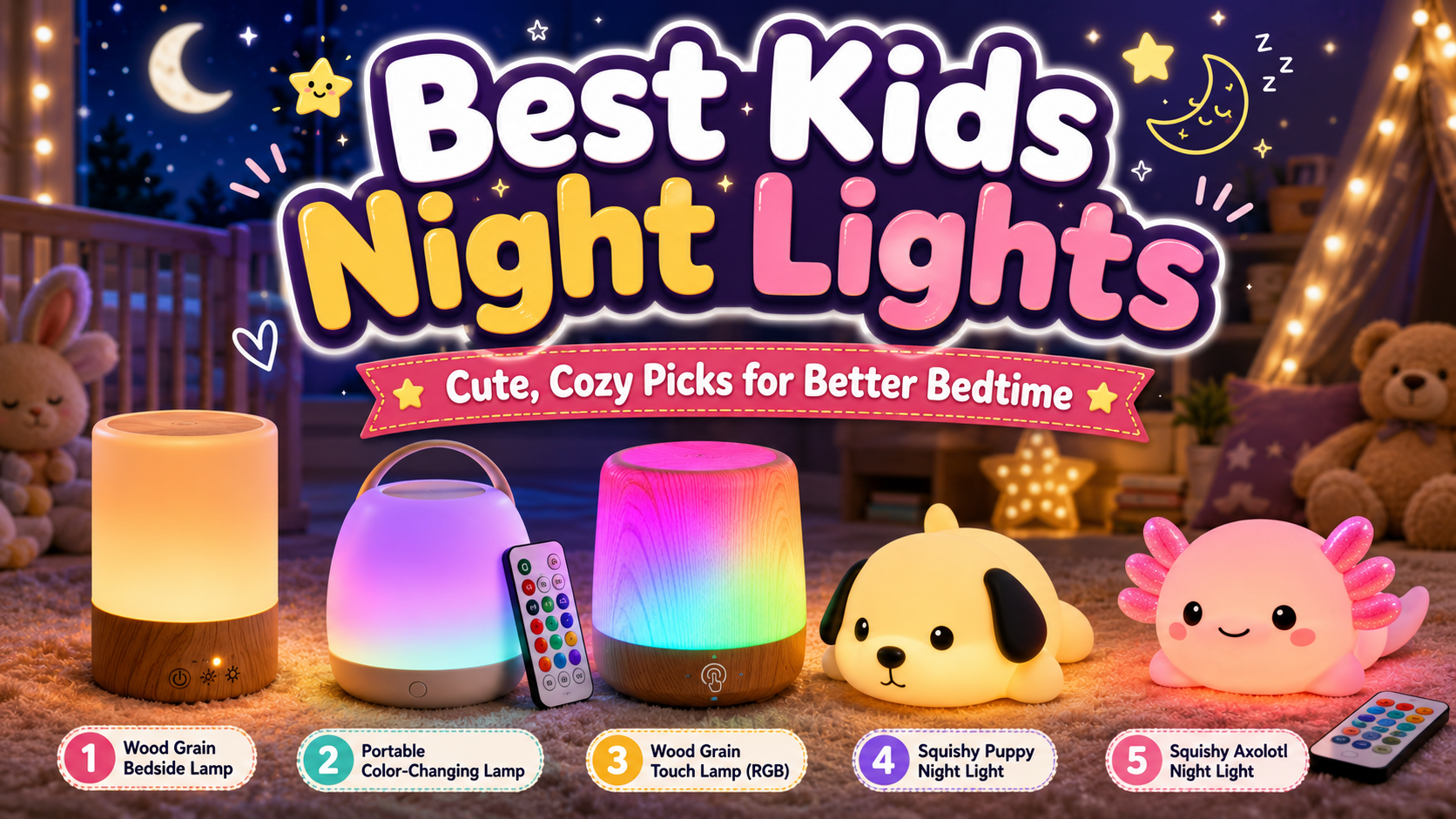 5 Best Night Lights for Kids in 2026: From Simple Glow to Sound and Squishy